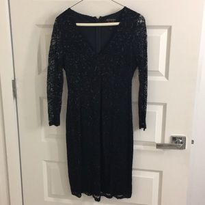 Black Lace Cocktail Dress with metallic threading